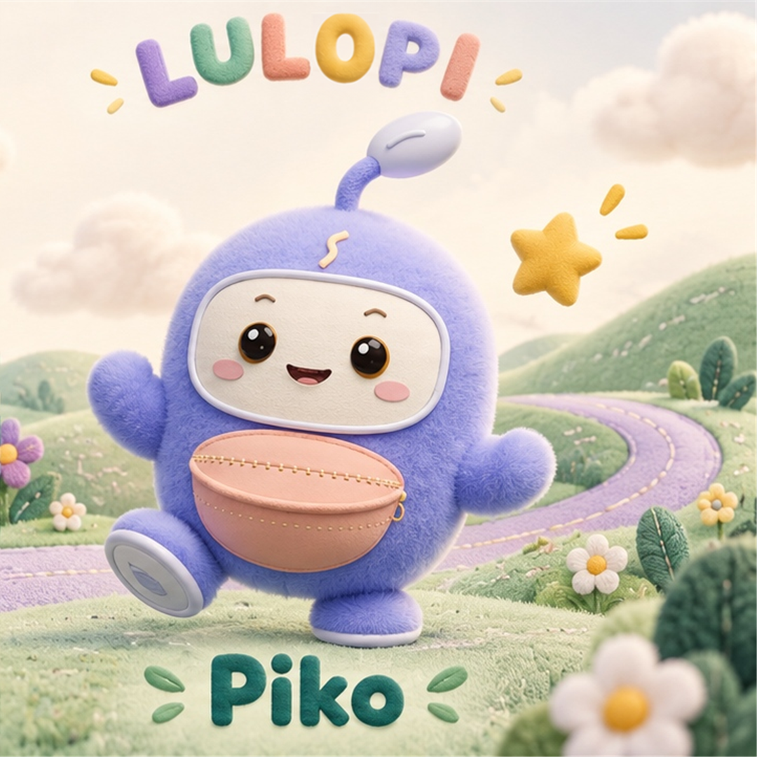 Piko, our little purple friend with a peach pocket
